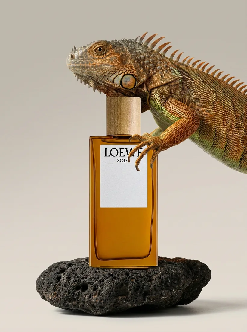 Product image editorial — perfume Loewe